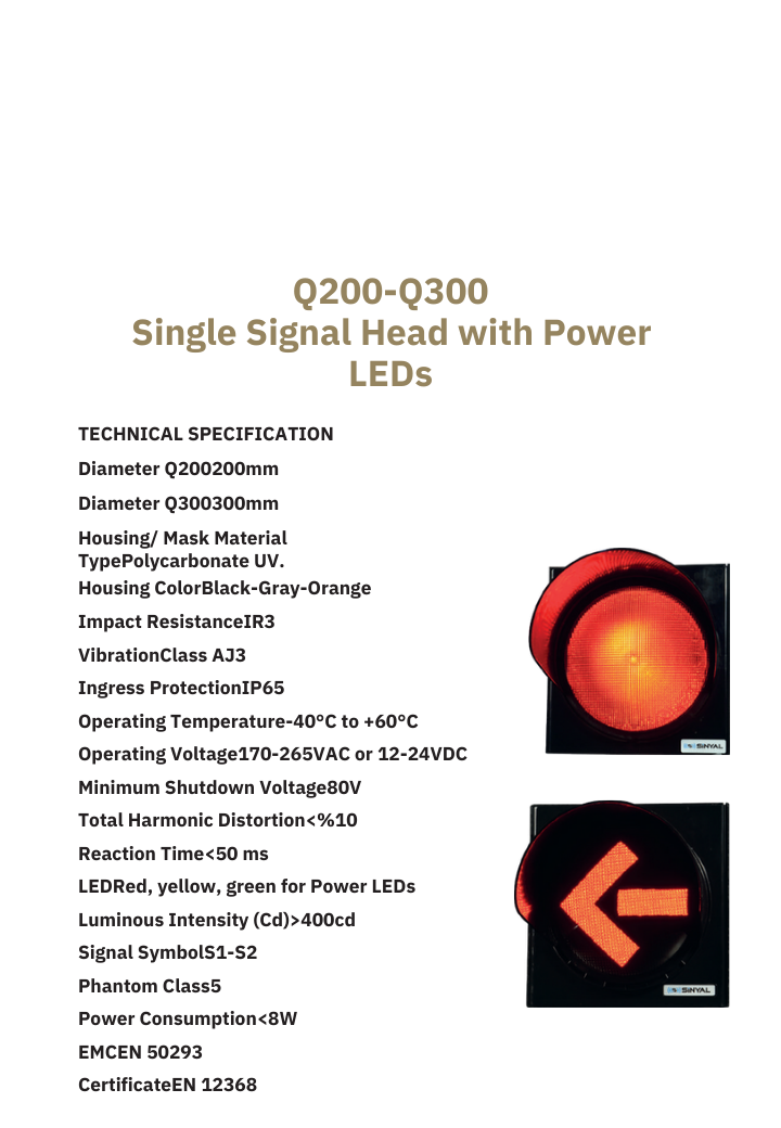 Q200-Q300 Single Signal Head with Power LEDs