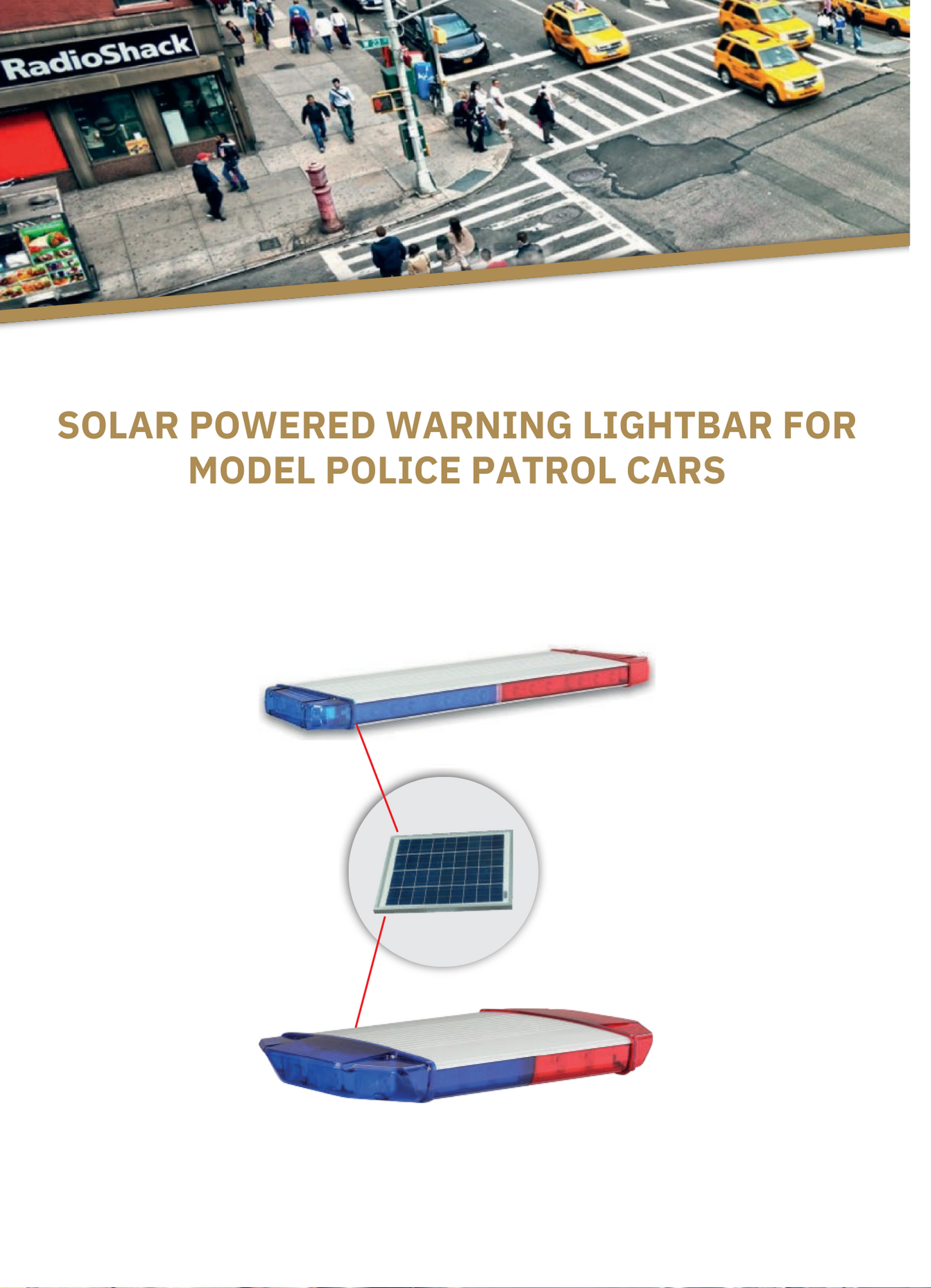 SOLAR POWERED WARNING LIGHTBAR FOR MODEL POLICE PATROL CARS